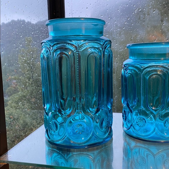 Moon and Star blue glass cannister set by SMITH Glass - Picture 2 of 4